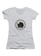 White Outpost 31 Badge Juniors V-Neck T-Shirt