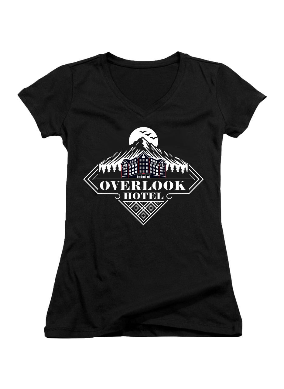 Black Overlook Hotel Juniors V-Neck T-Shirt