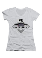 White Overlook Hotel Juniors V-Neck T-Shirt