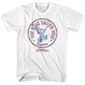 White Parks and Recreation t-shirt featuring a Duke Silver Trio design