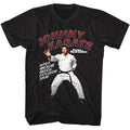 Black Parks and Recreation t-shirt featuring a Johnny Karate design