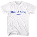 White Parks and Recreation t-shirt featuring a Rent-A-Swag design