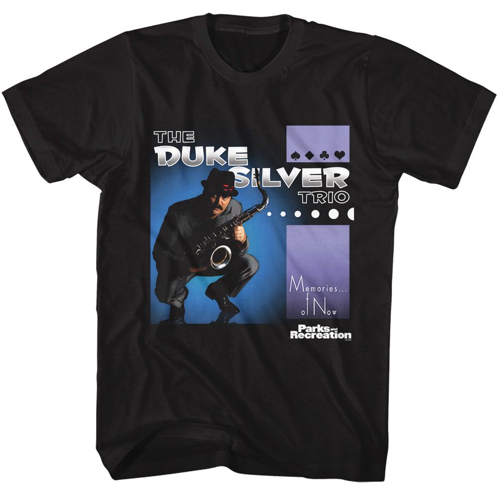 Black Parks and Recreation t-shirt featuring a Memories of Now design