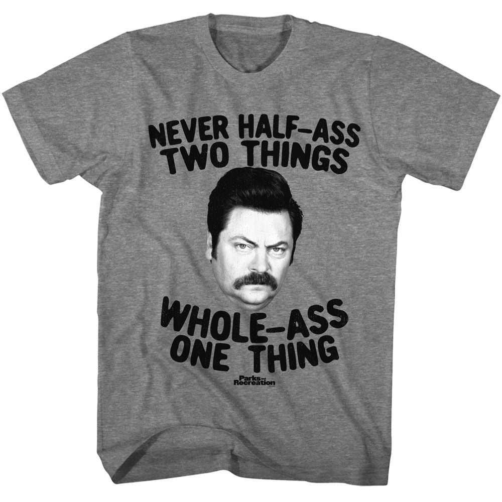 Graphite Heather Parks and Recreation t-shirt featuring a Whole design