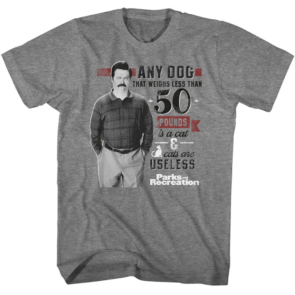 Graphite Heather Parks and Recreation t-shirt featuring a Dog Less Than 50 Pounds design