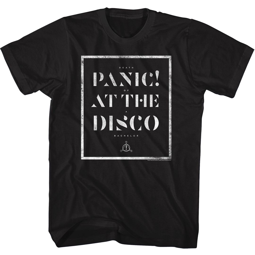 Black Panic! at the Disco t-shirt featuring a Death of a Bachelor design