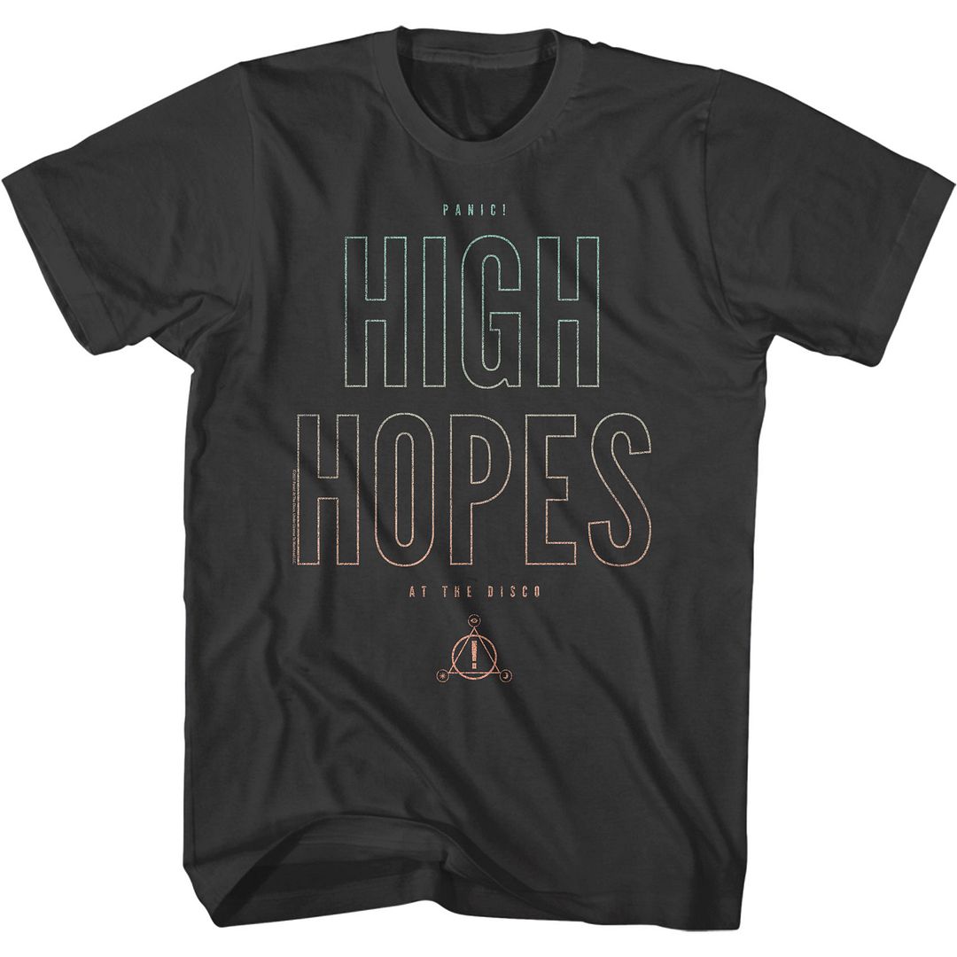 Smoke Gray Panic! at the Disco t-shirt featuring a High Hopes design