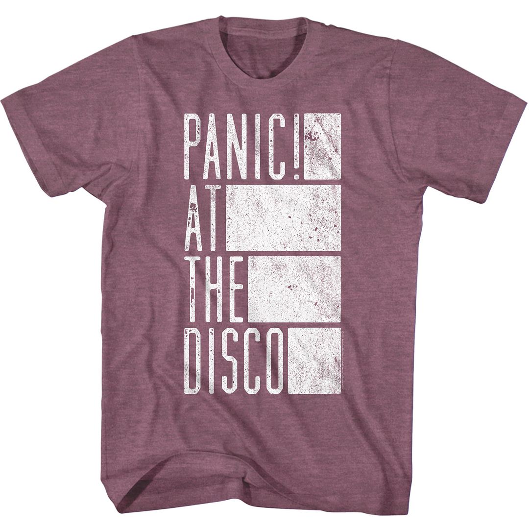 Vintage Maroon Heather Panic! at the Disco t-shirt featuring a Panic! at the Disco Box design