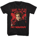 Black Pet Sematary t-shirt featuring an I Want to Play design