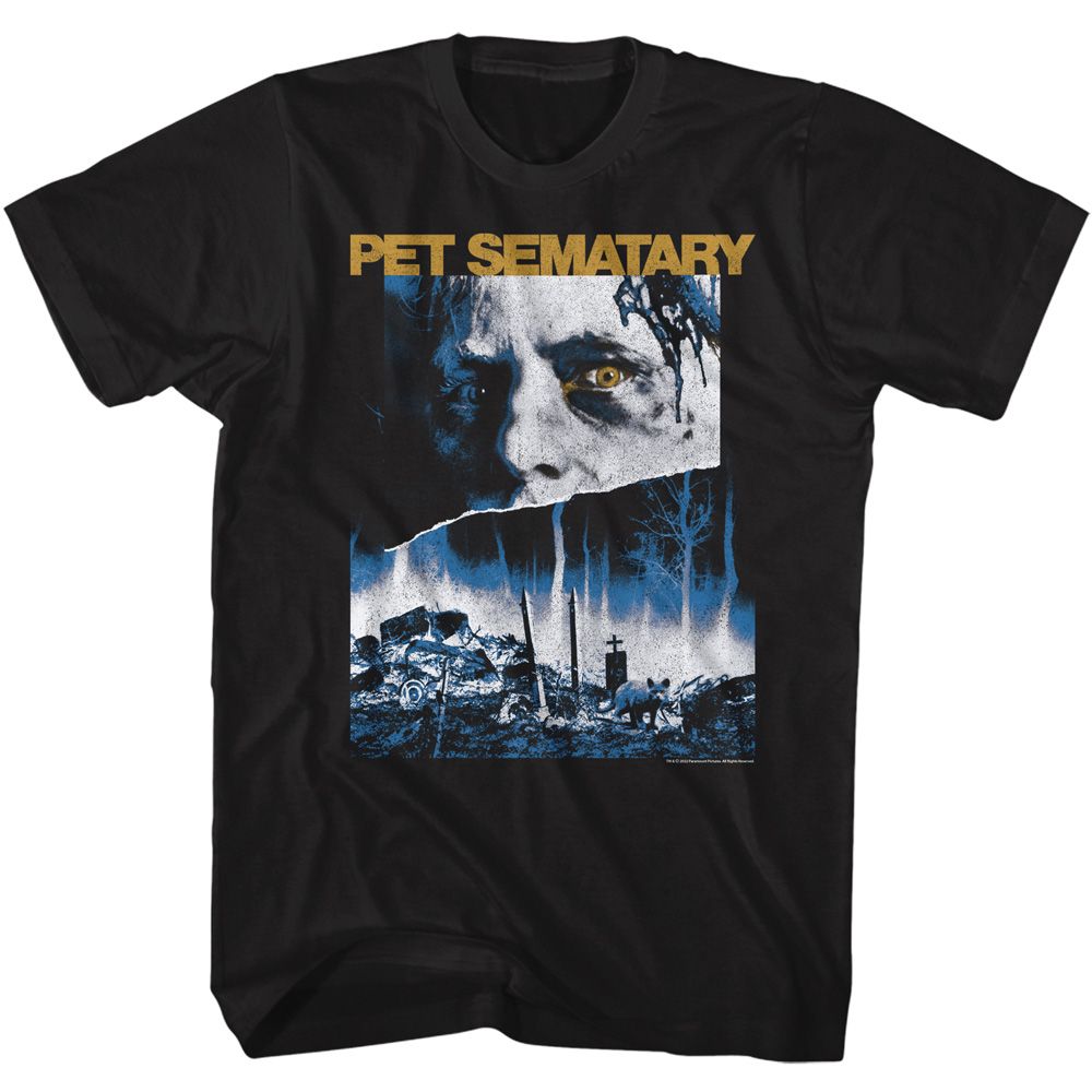 Black Pet Sematary t-shirt featuring a Pet Sematary poster design