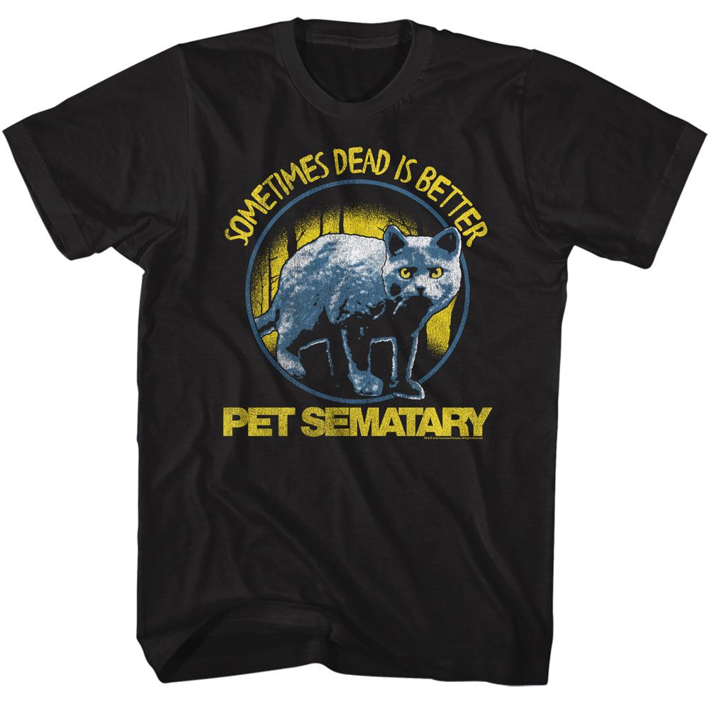 Black Pet Sematary t-shirt featuring a Sometimes circle design