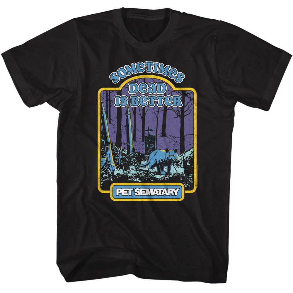 Black Pet Sematary t-shirt featuring a Storybook Sematary design