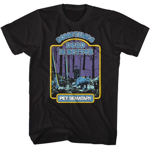 Black Pet Sematary t-shirt featuring a Storybook Sematary design