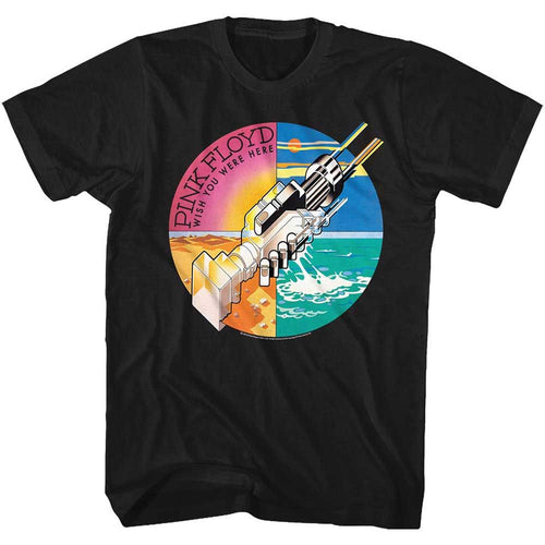 Black Pink Floyd t-shirt featuring a Wish You Were Here Hands design