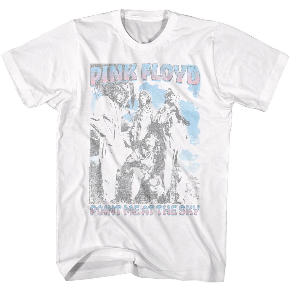 White Pink Floyd t-shirt featuring a Point Me at the Sky design