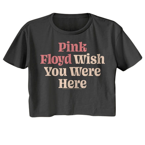 Pink Floyd Ladies Crop Top - Wish You Were Here Text
