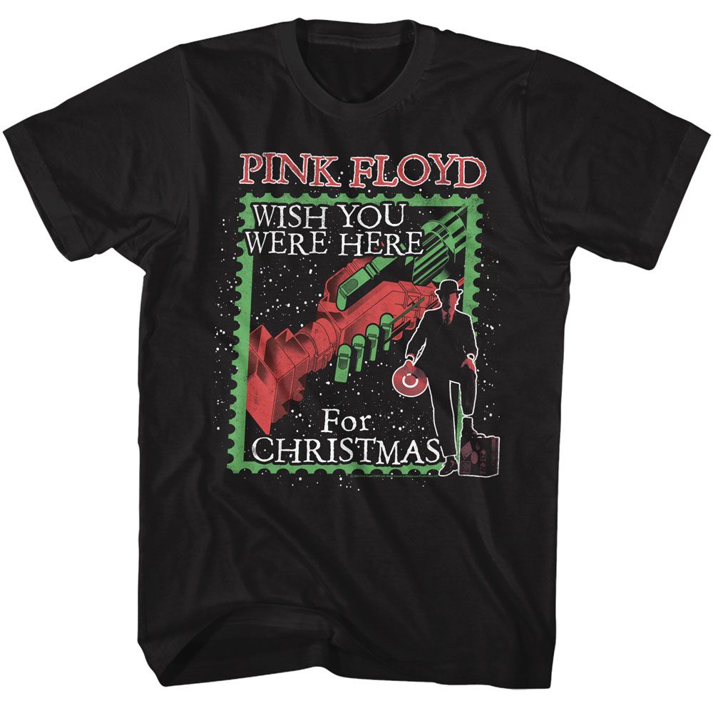 Black Pink Floyd t-shirt featuring a Pink Floyd for Christmas design