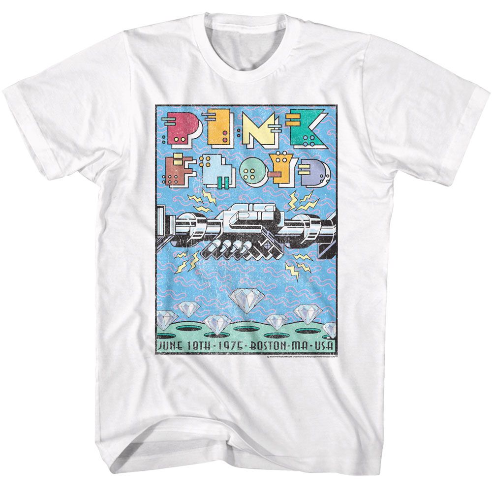 White Pink Floyd t-shirt featuring a Pink Floyd poster design