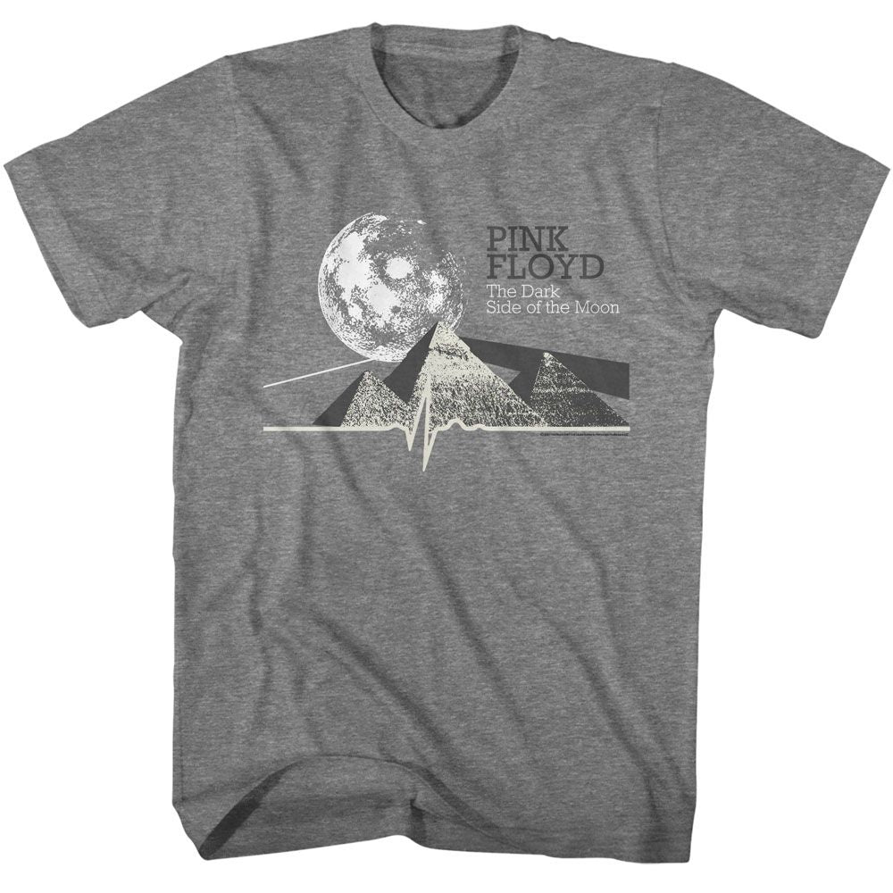 Graphite Heather Pink Floyd t-shirt featuring a DSOTM Pyramids design
