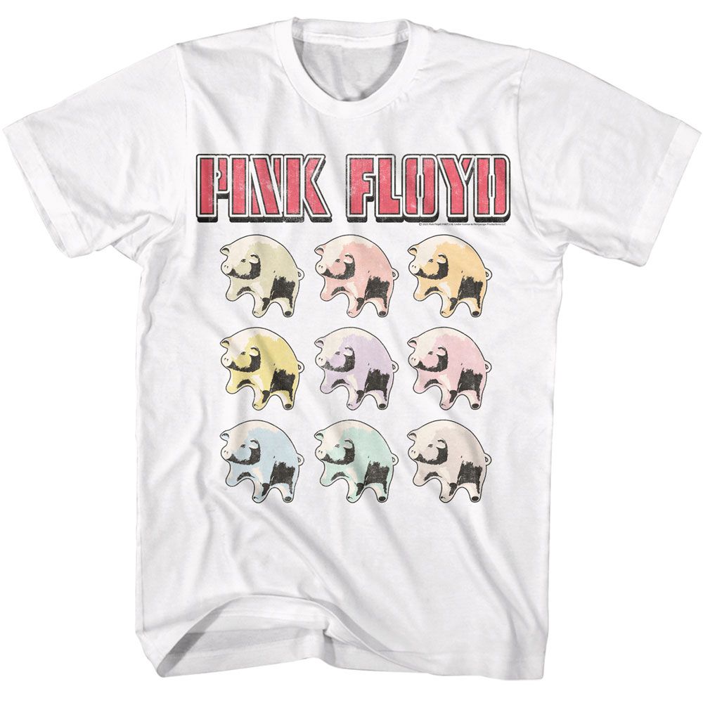 White Pink Floyd t-shirt featuring a Multi Color Pig Babies design