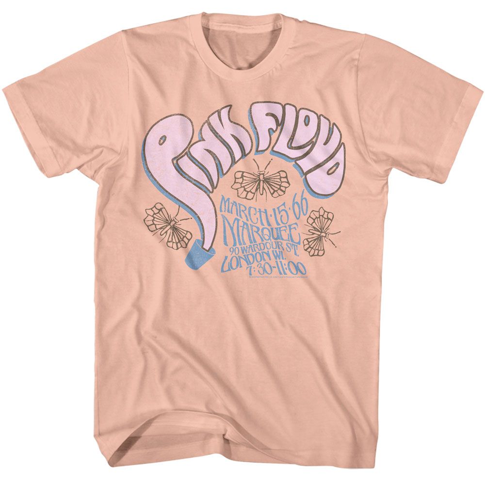 Peach Pink Floyd t-shirt featuring a Bucket Letters design