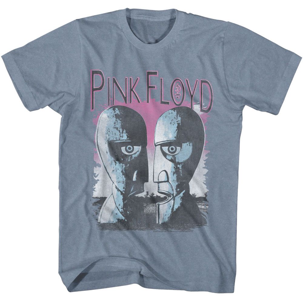 Indigo Heather Pink Floyd t-shirt featuring a Division Bell Heads design