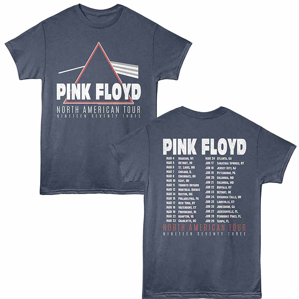 Navy heather Pink Floyd t-shirt featuring a North American Tour 1973 design