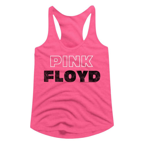 Pink Floyd Ladies Racerback - PNK WHT Outline