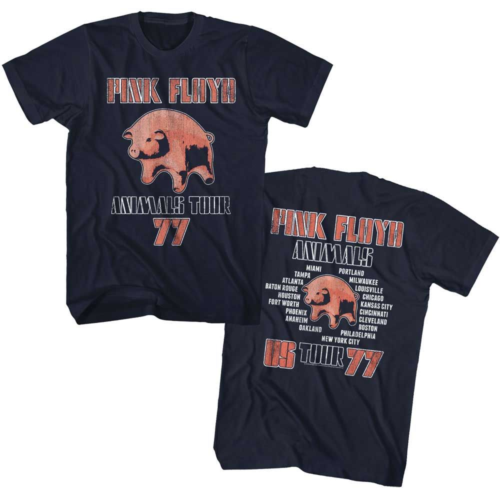 Navy Pink Floyd t-shirt featuring an Animals 77 design