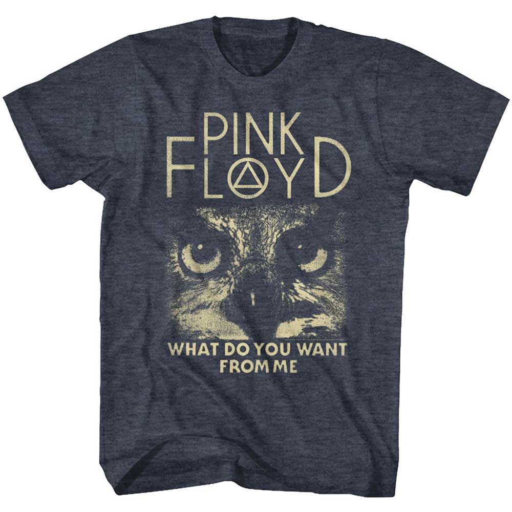 Navy Heather Pink Floyd t-shirt featuring a What Do You Want from Me design