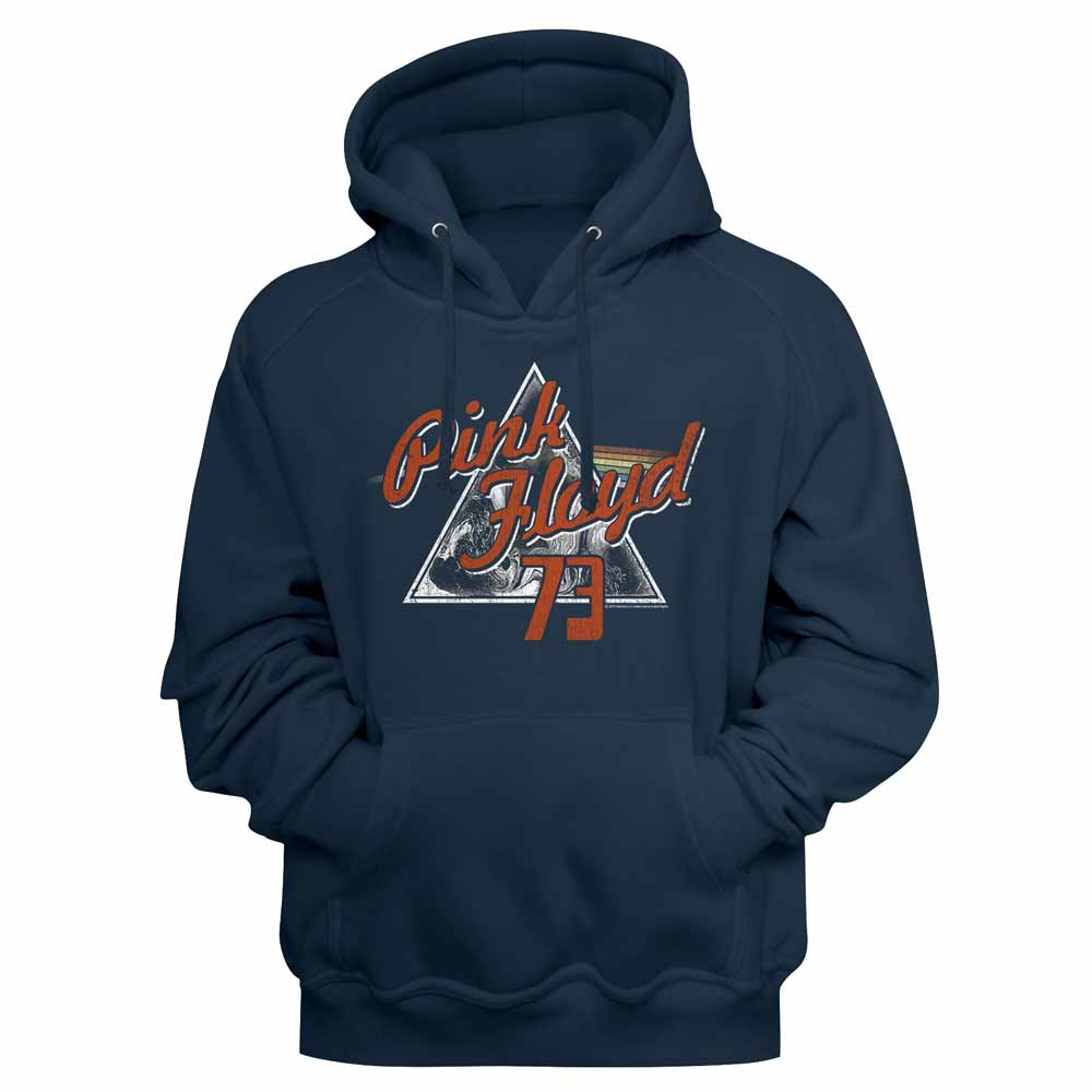 Navy Pink Floyd pullover hoodie featuring a 73 Triangle design