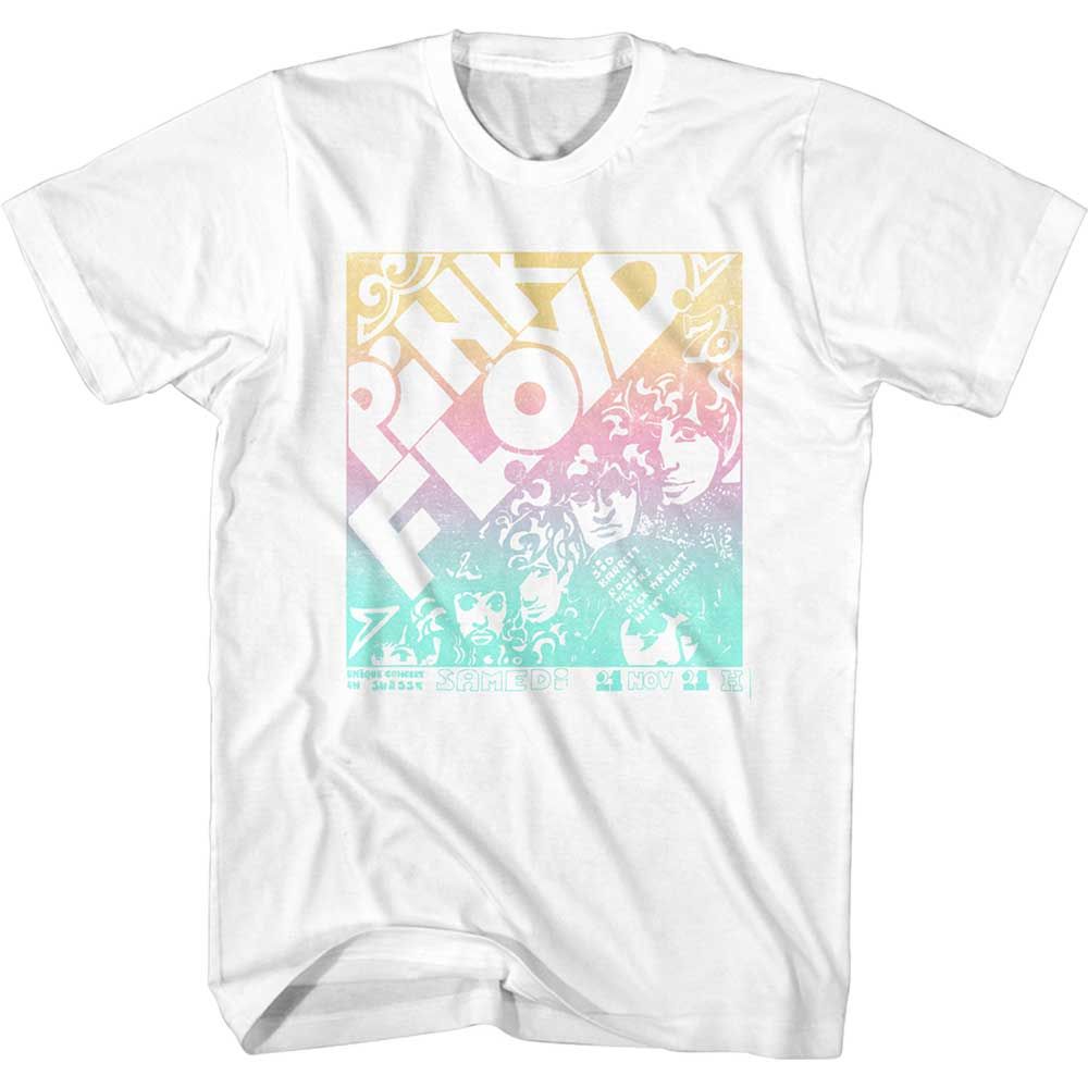White Pink Floyd t-shirt featuring a Pastel Gradient design