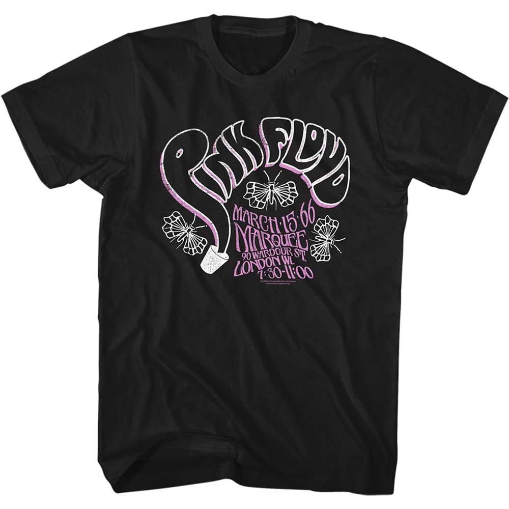 Black Pink Floyd t-shirt featuring a Butterflies design