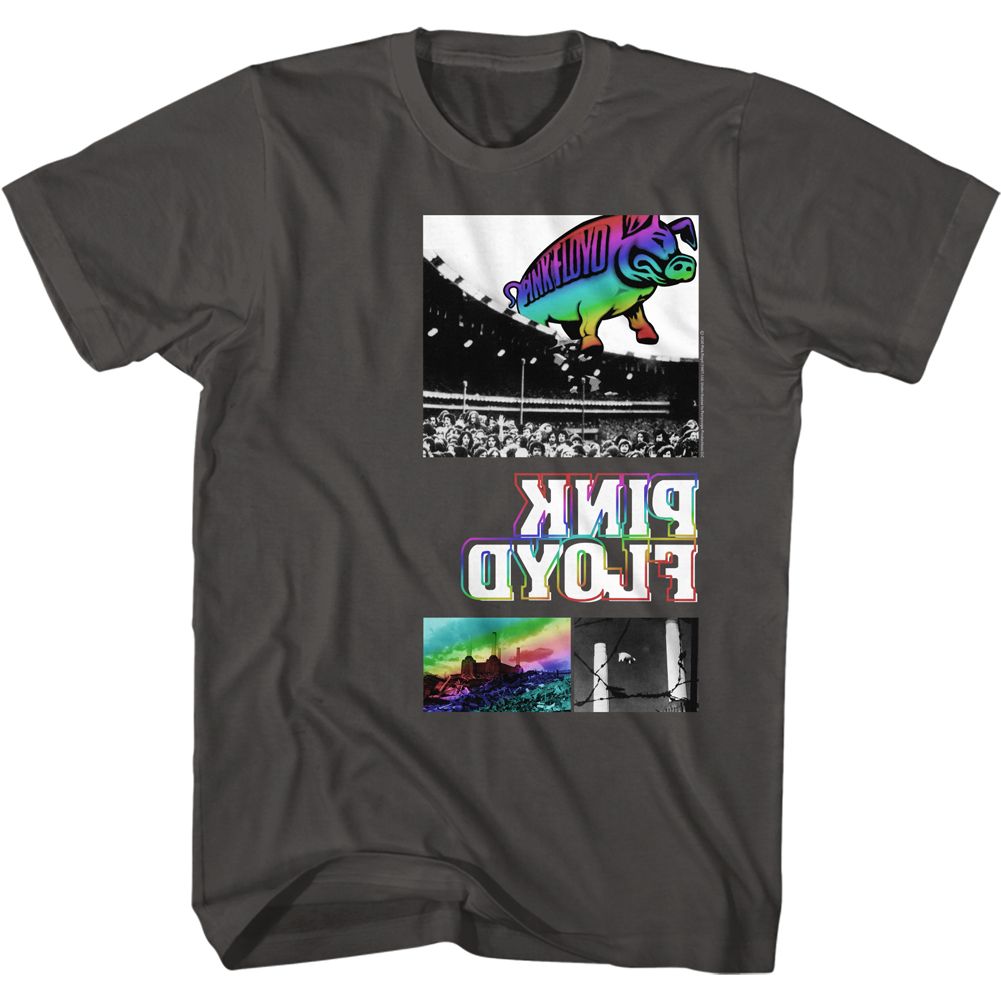 Smoke Gray Pink Floyd t-shirt featuring a Three Part Chest design