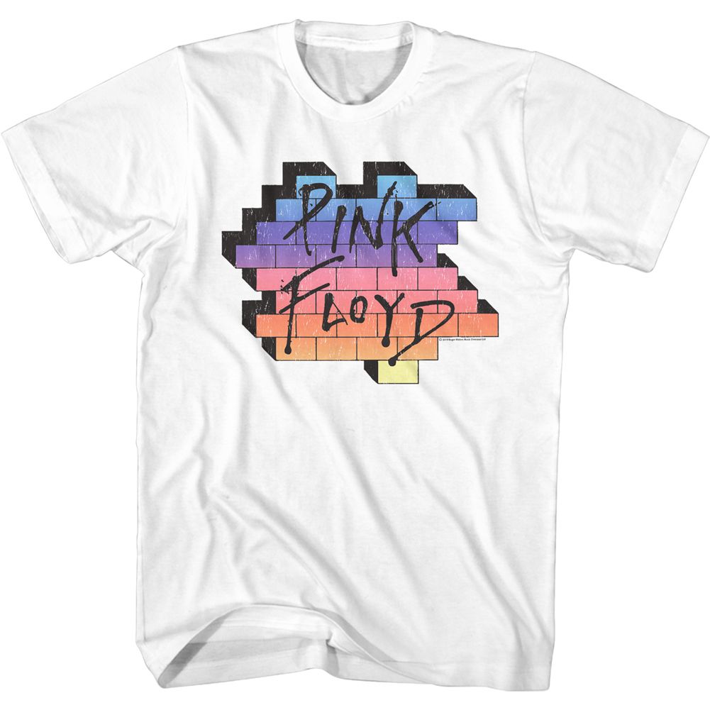 White Pink Floyd t-shirt featuring a Rainbow Wall design