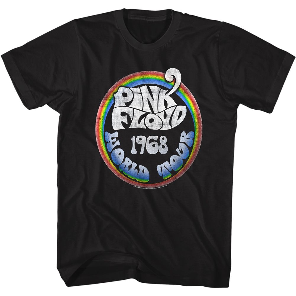 Black Pink Floyd t-shirt featuring a Rainbow Tour design