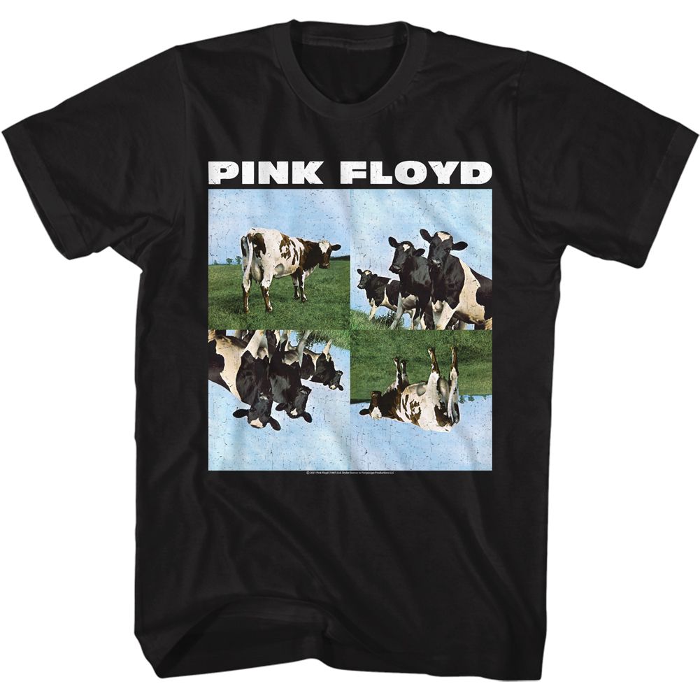Black Pink Floyd t-shirt featuring a Cows design