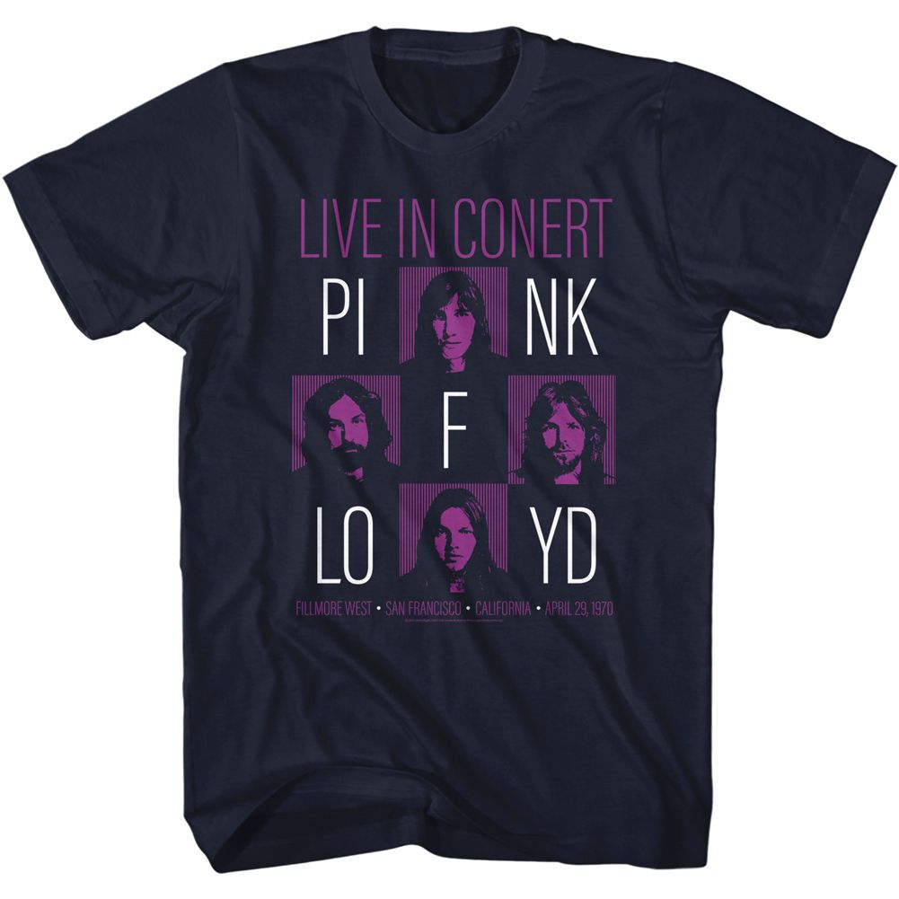 Navy Pink Floyd t-shirt featuring a Live in Concert design