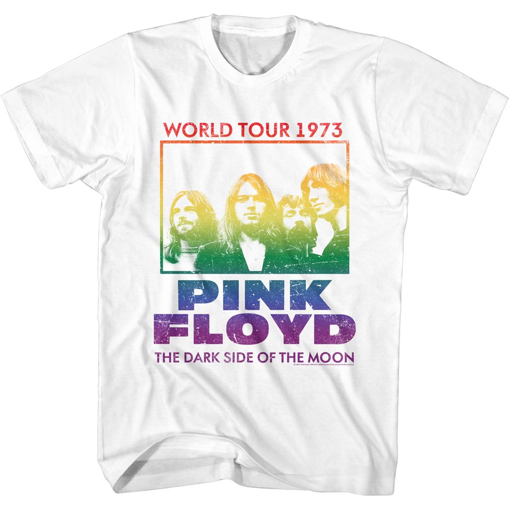 White Pink Floyd t-shirt featuring a Pride Pink Floyd design