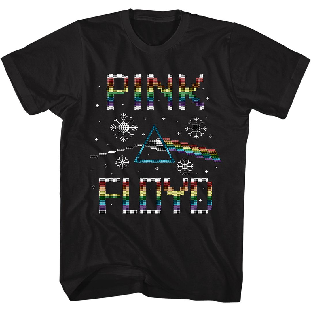 Black Pink Floyd t-shirt featuring a PF Christmas design