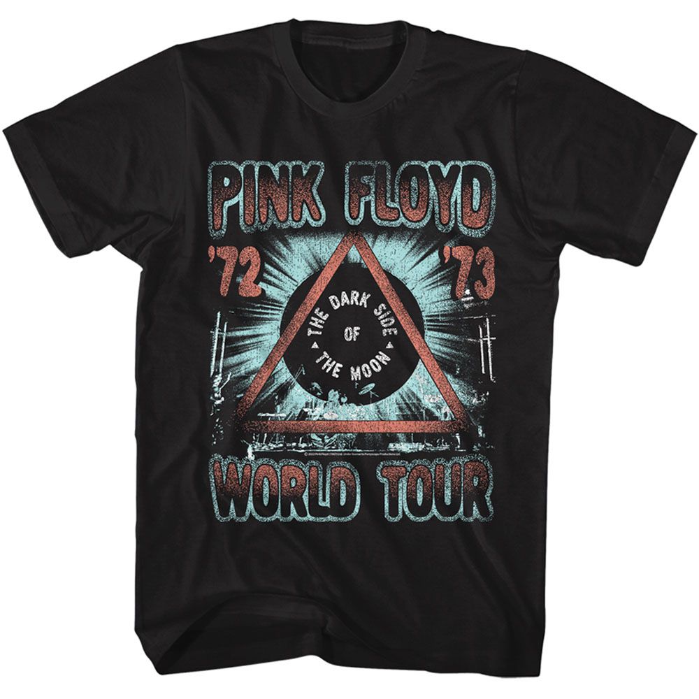 Black Pink Floyd t-shirt featuring a 72 73 World Tour design