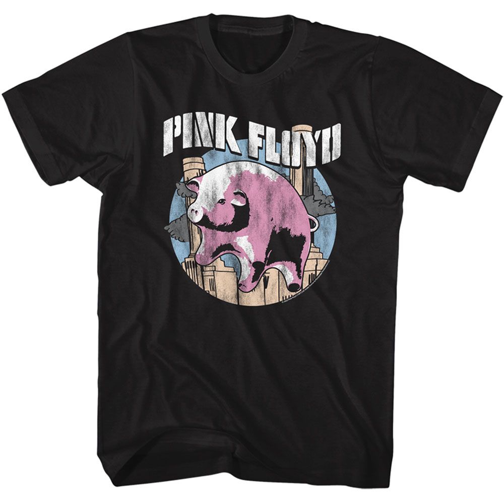 Black Pink Floyd t-shirt featuring a Flying Pig design