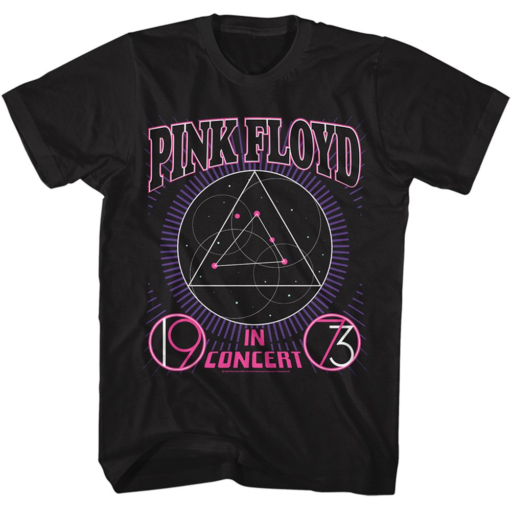 Black Pink Floyd t-shirt featuring a Triangulum design