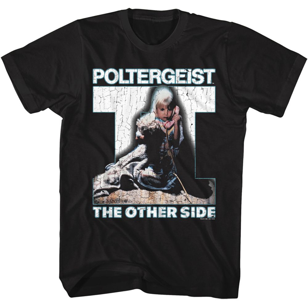 Black Poltergeist t-shirt featuring a Poltergeist II logo design
