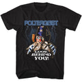 Black Poltergeist t-shirt featuring a Look Behind You design