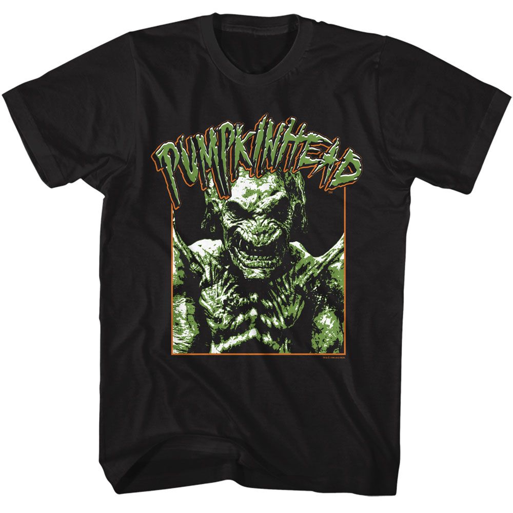 Black Pumpkinhead t-shirt featuring a Pumpkinhead photo and logo design