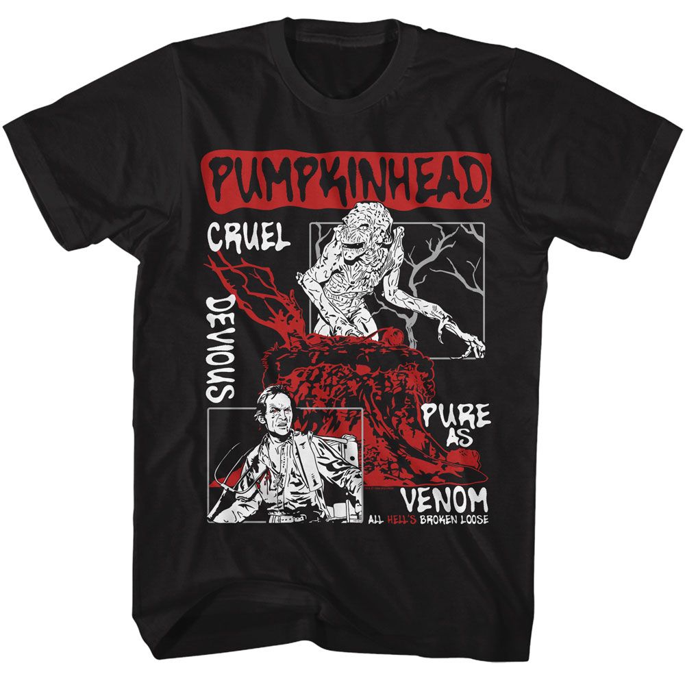 Black Pumpkinhead t-shirt featuring a Pumpkinhead panels design