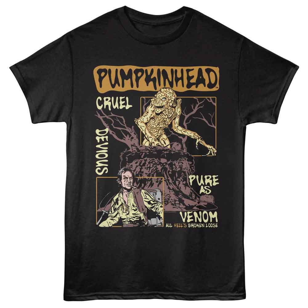 Black Pumpkinhead t-shirt featuring a Pumpkinhead panels design