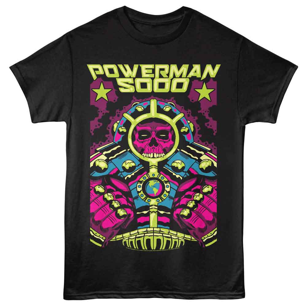 Black Powerman 5000 t-shirt featuring a Powerman 5000 Galactic Guy design