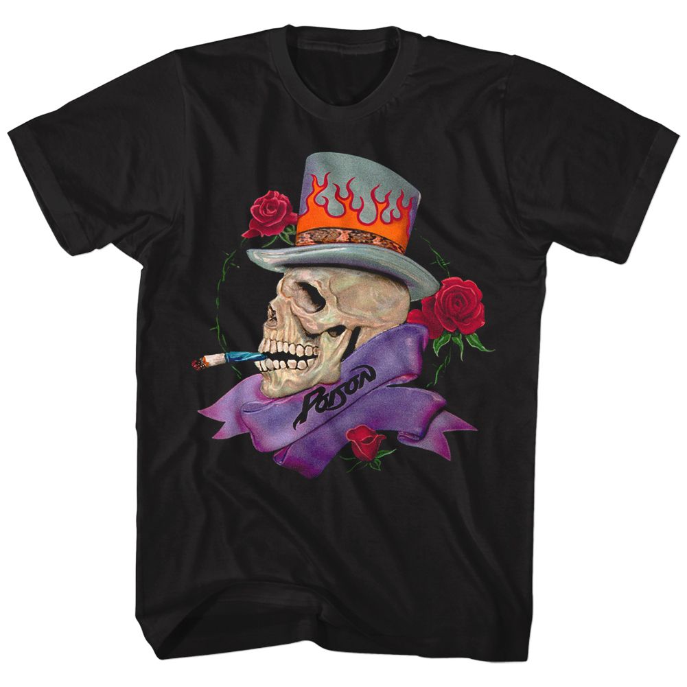 Black Poison t-shirt featuring a Smokin' Skull design